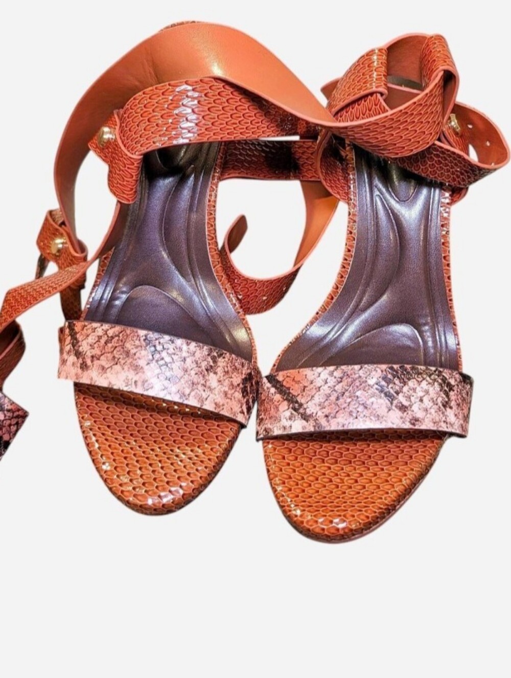 AZALEA WANG Kandinsky Cognac Snake Stiletto Sandals Size 8.5 BNIB - Picture 2 of 6